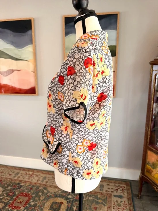 Vintage Yellow & Red Floral Short Sleeve Tank and Topper - Picture 6 of 12